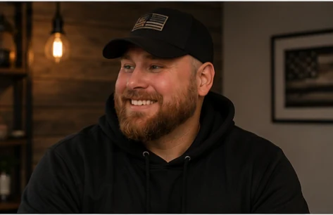 Andiciopec smiling in a black hoodie and cap indoors